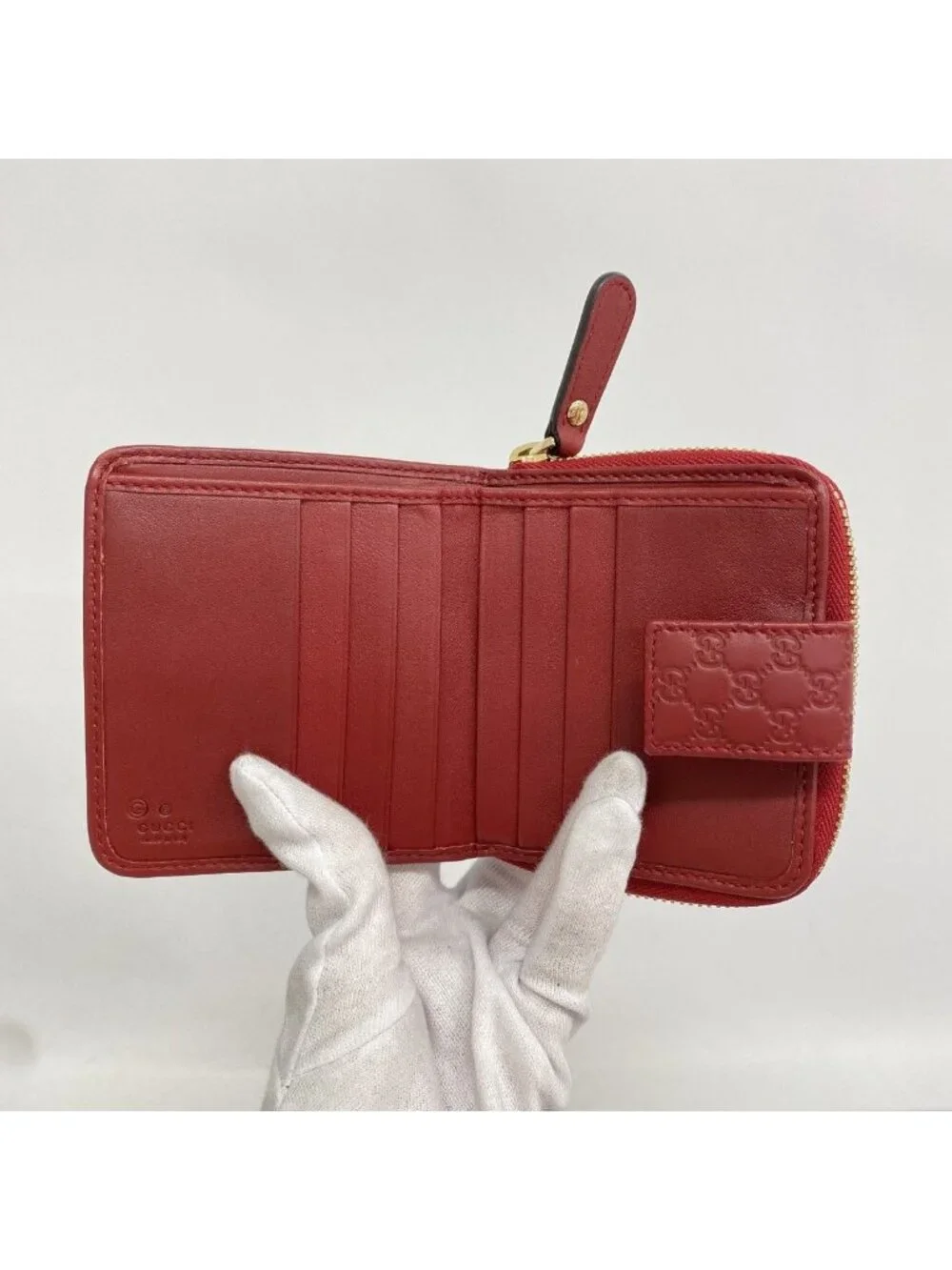 Gucci Wallet Micro Guccissima Leather Bordeaux Champagne Gold - Picture 3 of 8